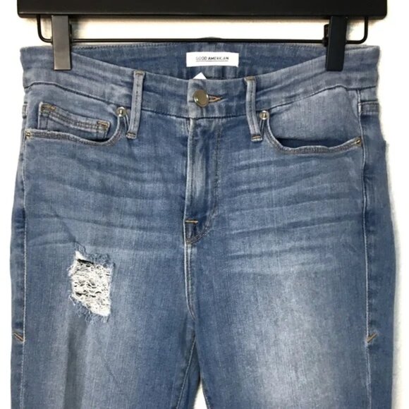 Good American Good Legs Distressed Released Hem Jeans - Picture 4 of 9